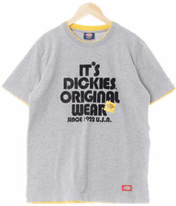 7242 디키즈 멜란지그레이 면 벨벳빅레터링레이어드반팔티 [L]