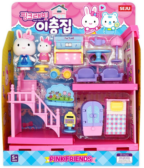 JB 핑크래빗 이층집 역할놀이 소꿉놀이 sj1166 제이발전소, 1개, 단품