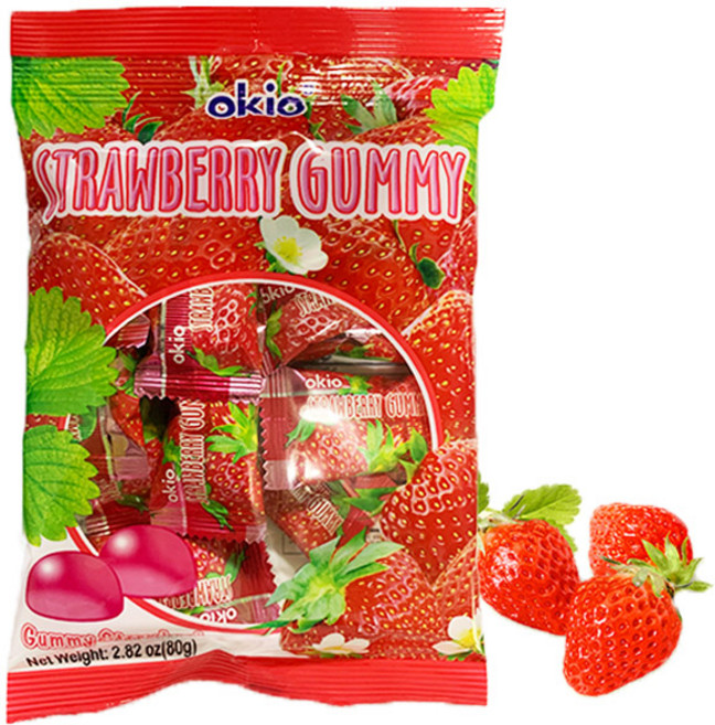 코쿤 오키오 스트로베리 구미 80g 수입 딸기 젤리 아이들 간식, 10개