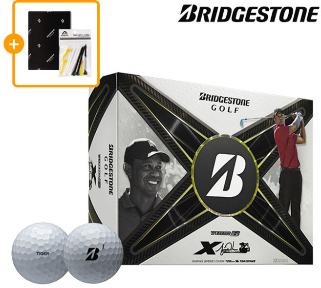 브리지스톤 TOUR B X 타이거우즈 에디션 골프볼(3PCS), 화이트 선물포장+골프티 세트, 1개, 12개입