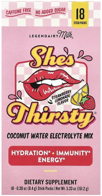 효과가 좋은 Legendairy Milk She's Thorsty® 코코넛워터 전해질 믹스 딸기 레모네이드(박스) 스틱 팩 18개 각 8.4g(0.3oz) 최저가격, LegendairyMilkShesThorsty코코넛워터 - 쿠팡