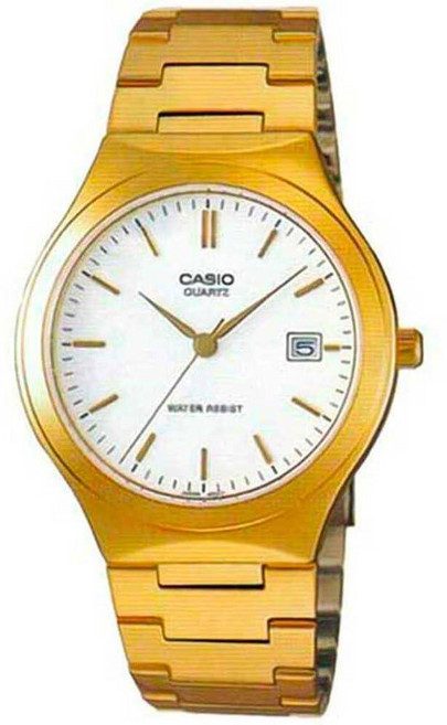 Casio 남성용 스테인레스 스틸 아날로그 시계 골드/화이트 다이얼 바톤 (MTP-1170N-7A)