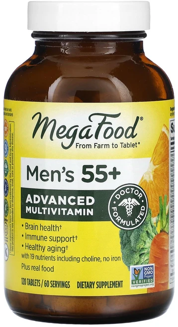 단백질 비타민 철분 마그내슘 칼슘 MegaFood 55세 이상 남성용 어드밴스드 종합비타민 120정 고루고루섭취해주세요, MegaFood55세이상남성용어드밴스드종합비타민120정, 1개 - 쿠팡