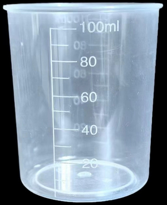 이루아 소형 플라스틱 계량컵 비커 투명 눈금, 1개, 100ml