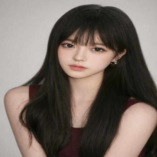 짹짹몰 긴머리가발 생머리 스트레이트 롱 통가발, 1개, 블랙