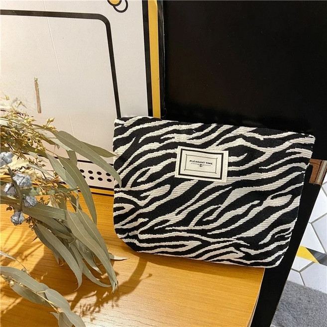 대형 여성 레오파드 화장품 가방 캔버스 방수 지퍼 메이크업 여행 세탁 주최 뷰티 케이스