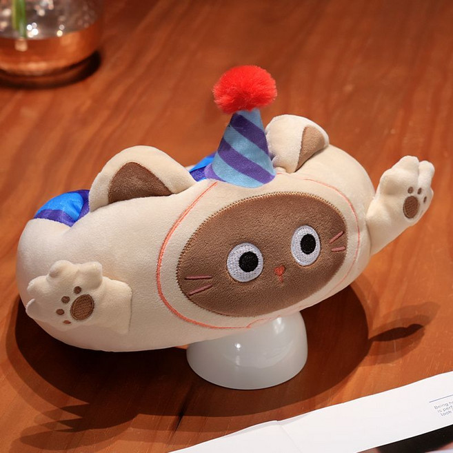 旅行u型枕 護頸便攜可愛午睡頸椎枕, 1個, 暹羅貓咪26*28cm