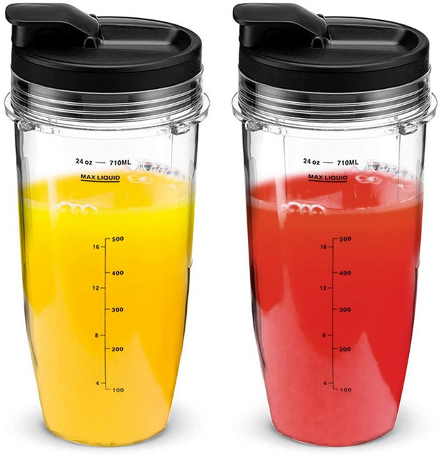 2 팩 교체 24 온스 블렌더 컵 Nutri Ninja Auto IQ BL480 NN102 블렌더 액세서리 용 뚜껑, 투명한