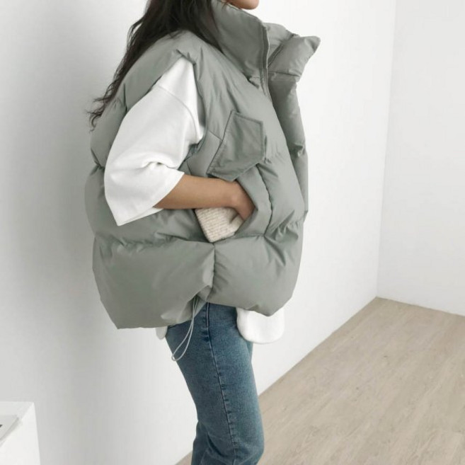 더바지 여성 아방 오버핏 패딩 조끼 베스트 3color
