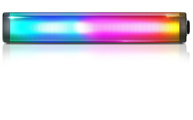 LED 게이밍 사운드바 스피커 헤드폰단-마이크단자 간편-USB전원 듀얼우퍼-저음강화 전면그릴터치-T1