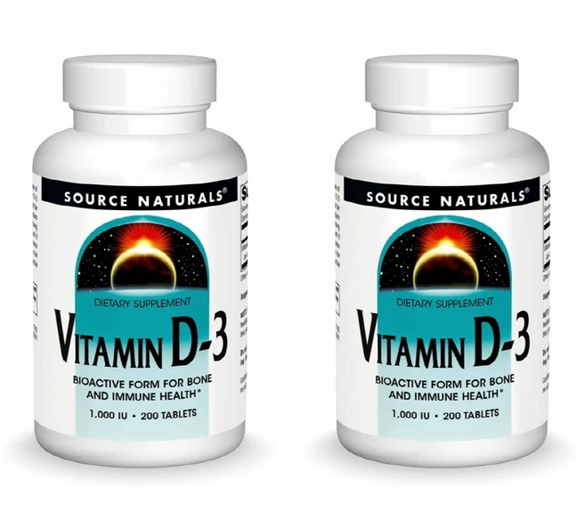 Source Naturals Vitamin D-3 소스 내츄럴스 비타민 1000iu 200정 2팩, 2개 - 쿠팡
