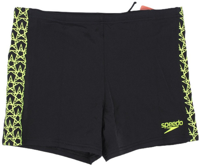 Speedo 四角泳褲 黑黃 SD812419A599 訓練泳褲, 1個, 32(M)，下單前請先詢問