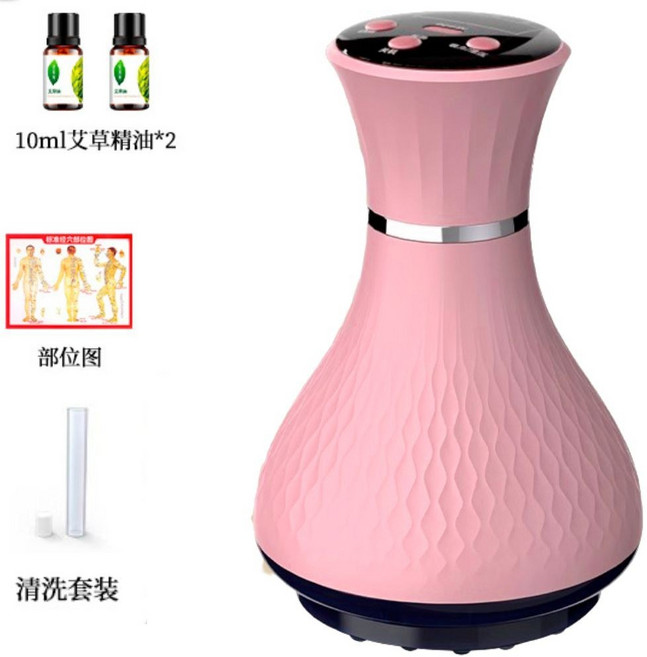 電動拔罐器刮痧儀 溫罐刮痧罐 居家按摩舒緩疲勞, 櫻花粉, 1個