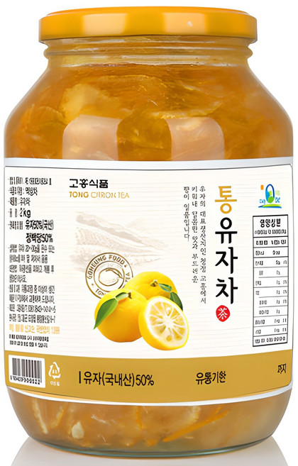 (고흥식품) 화학 첨가물이 없는 100% 통 유자차, 2kg, 1개입, 1개, 2kg