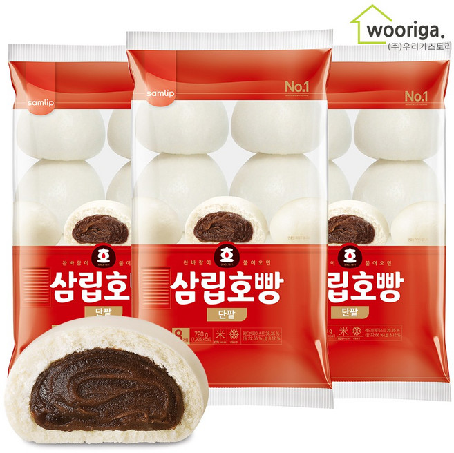우리가스토리 대용량 냉동 삼립 팥호빵, 90g, 24개