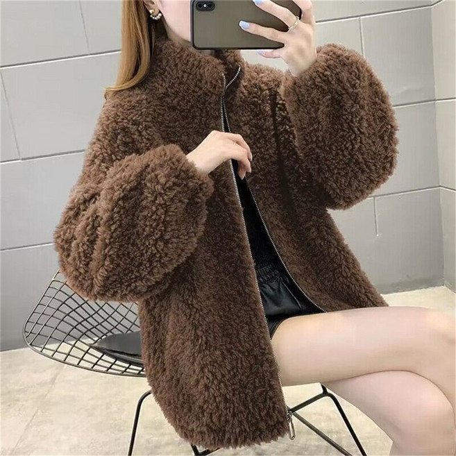 TKX 뽀글이 자켓 여성 양털 집업 따뜻한 가을 겨울 후리스 코트 잠바 배색 KZ95