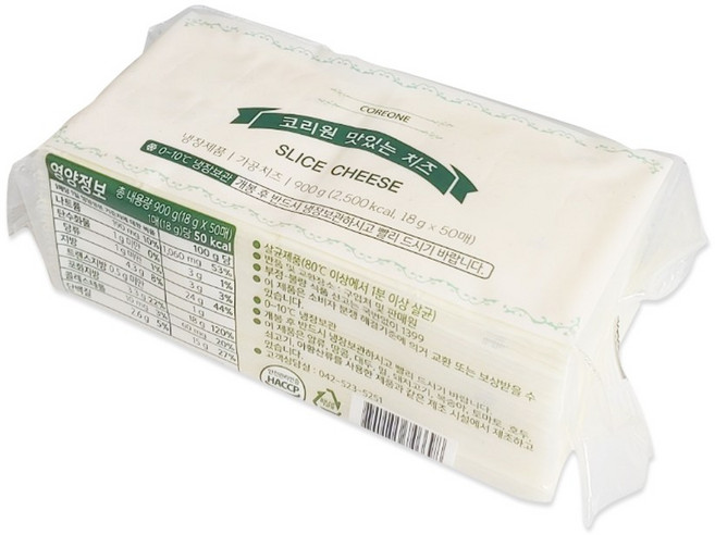 코리원 무색소 체다 슬라이스 치즈 50매(토스트 간식), 900g, 1개