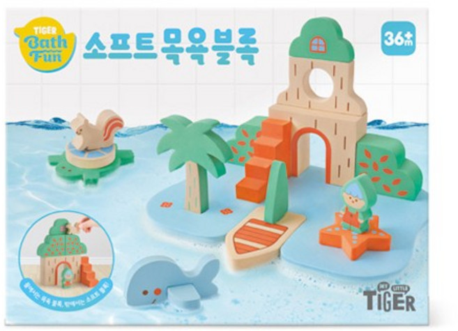 마이리틀타이거 소프트 목욕 블록, Muted Mixed, 1개