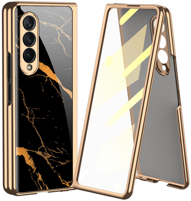 갤럭시 z폴드 5/4/3/2 케이스 액정커버형 대리석 강화유리 케이스