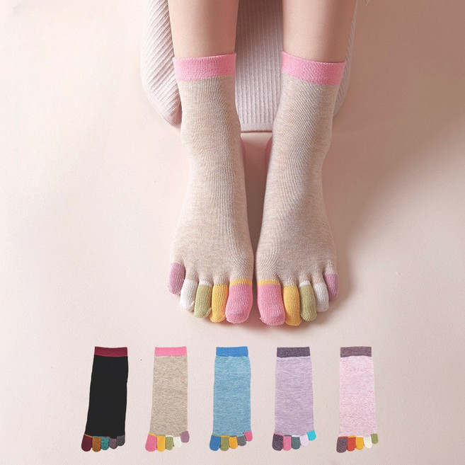 엑스비지 무지개 발가락 양말 5켤레