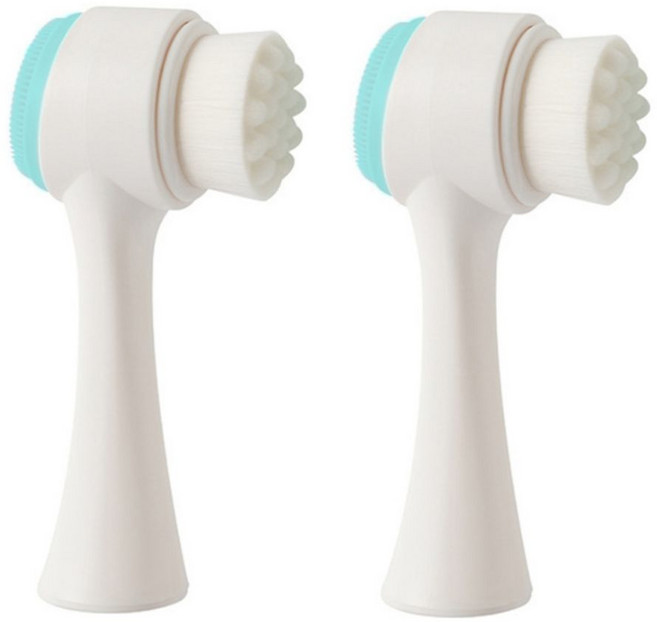 기프트포레 초극세사 모공 저자극 세안 브러쉬 클렌징 페이스솔 2개 세트, 1세트, 블루(1+1)