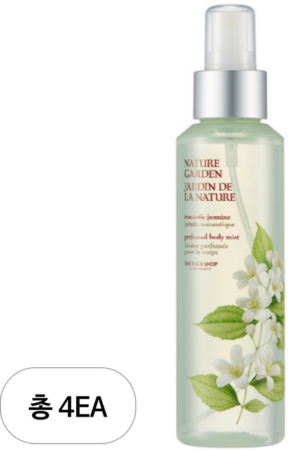 더페이스샵 네이처가든 퍼퓸 바디미스트 로맨틱 자스민 꽃향, 155ml, 4개