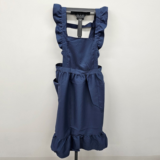 갓생팩토리 방수 앞치마 프릴 신혼 공주 보육교사 코튼 카페, 블루, 1개