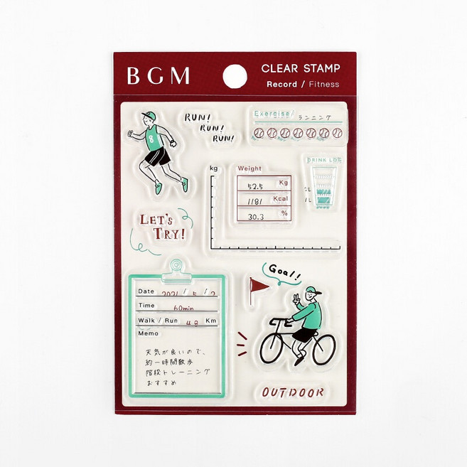 莫莫日貨 2021 日本進口 BGM 水晶印章 透明印章組 生活紀錄系列 健康CSK005, 1個