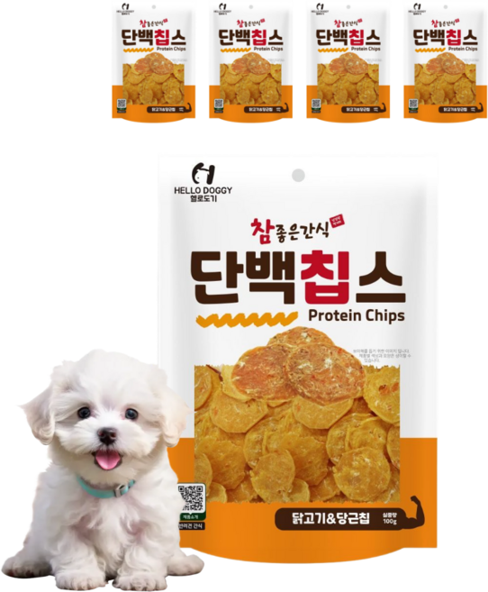 참좋은간식 단백칩스 강아지 바삭간식, 5개, 100g, 혼합맛(닭고기/당근)