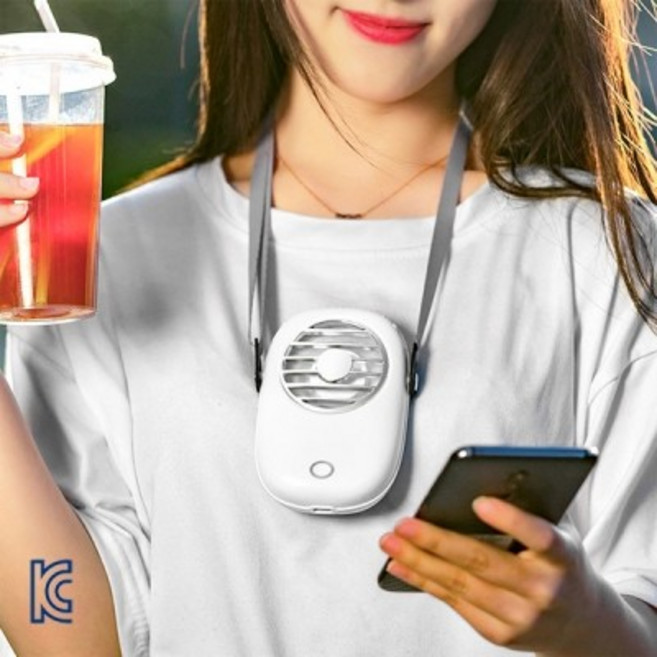 핸즈프리 1200mAh 목걸이 선풍기 탁상용선풍기 골프선풍기 미니 사각 휴대용 목걸이선풍기, 상세페이지 참조, 카키