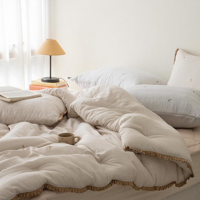 텐셀 모달 간절기 차렵이불 알러지케어 가을 겨울 면 침구 이불 세트 미니리본