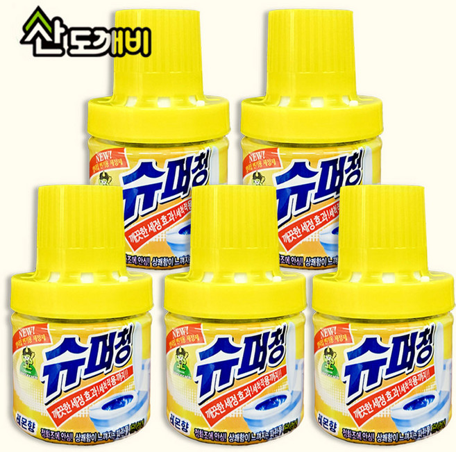 산도깨비 슈퍼청 변기세정제 병타입, 180g, 5개