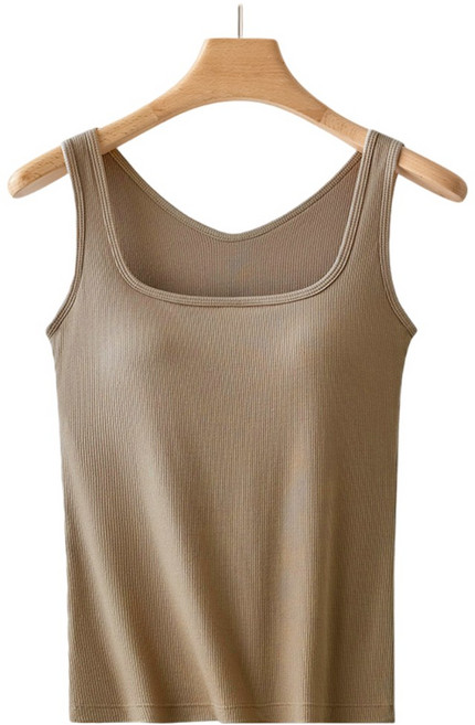 미브레 도톰한 골지 스퀘어넥 캡내장 민소매 나시 U타입