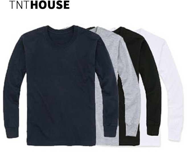 티앤티컴퍼니 남녀공용 무지 라운드 30수 시보리 긴팔 티셔츠