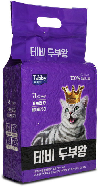 태비 두부왕 고양이 모래 가는입자 2.5kg (7L) 1개, 베이비파우더, 7L