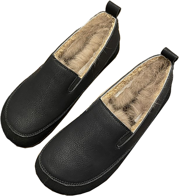 셀럽당 기모 면화 소프트 바닥 소프트 면 기모 겨울 기모 로퍼 여 빅사이즈Q03752