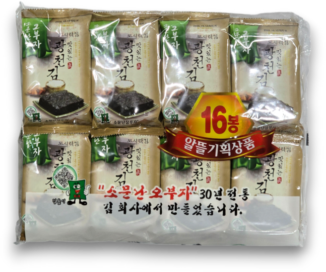 소문난 오부자 광천재래 도시락김 (4g) 16봉, 4g, 1