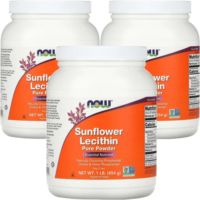 나우푸드 해바라기 레시틴 Sunflower Lecithin 454g 3개 포스파티딜 콜린 - 쿠팡