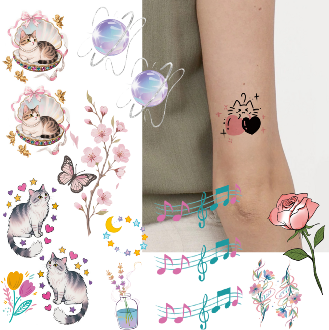 부띠끄38 미니 반영구 타투스티커 헤나 세트, 1개, BTS007