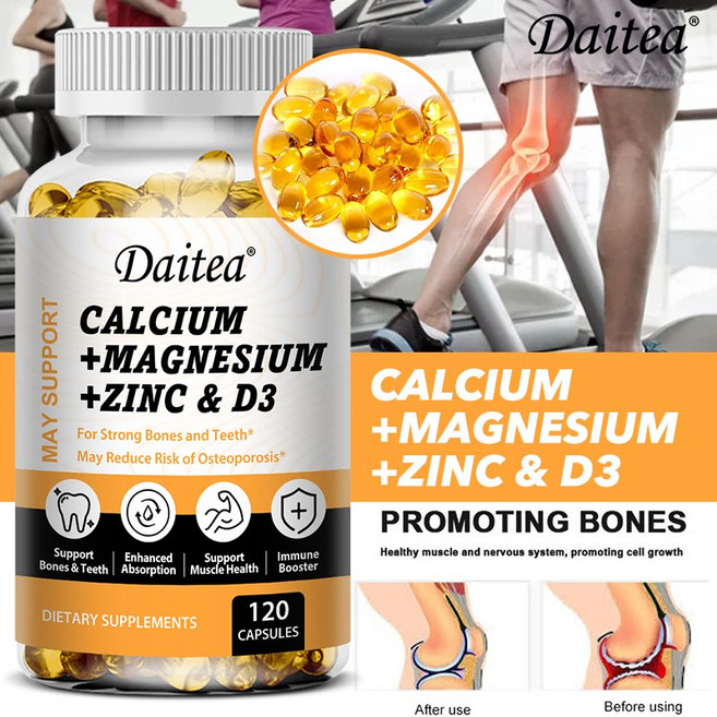 칼슘 마그네슘 아연 캡슐 비타민 D3 함유 뼈와 치아를 튼튼하게 하며 심장 신경 면역계 기능을 지원, 1개, 60회분