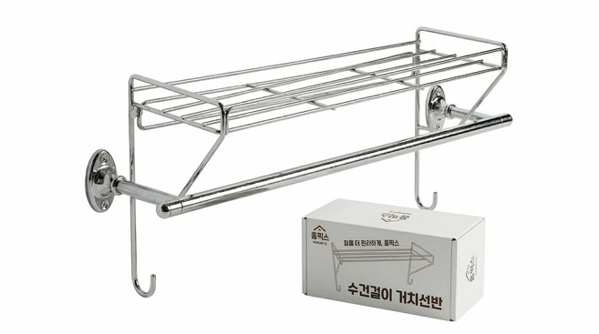 홈픽스 수건걸이 거치선반, 1개, 실버