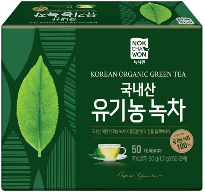 녹차원 국내산 유기농 녹차, 1개, 50개입, 1.2g