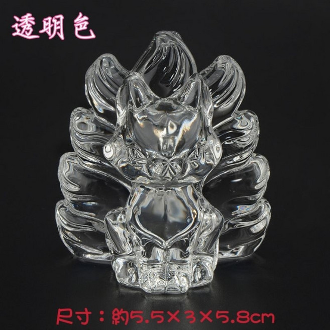 琉璃水晶九尾狐擺飾 精緻可愛 招財人緣桃花 事業順利 5.5公分多色可選, 6cm透明色九尾狐