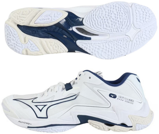 미즈노 웨이브 라이트닝 Z8 남성 여성 배구화 화이트 네이비 V1GA240061