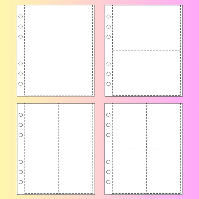A6 A5 6공 포카바인더 속지 리필 다이어리 내지 포토 앨범, 1개, 10매