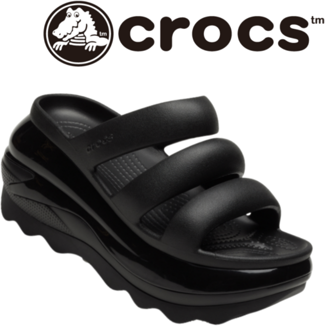 [매장정품] 크록스 남여공용 메가 크러쉬 샌들 트리플 스트랩 플랫폼 키높이 슬리퍼
