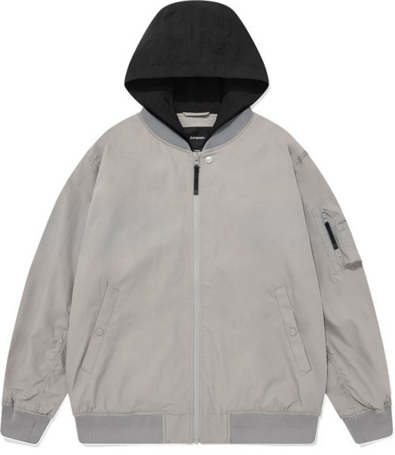 COVERNAT 후디 레이어드 MA-1 자켓 라이트 그레이