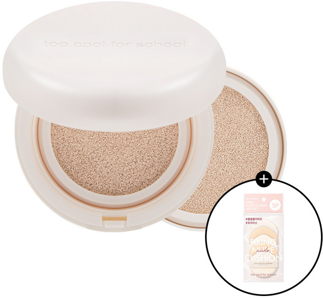 투쿨포스쿨 픽싱 누드 핏 쿠션 (본품+리필) + 누드 쿠션 에어퍼프 5P 증정, 누드 핏 쿠션 2C호 쿨 페탈, 1개