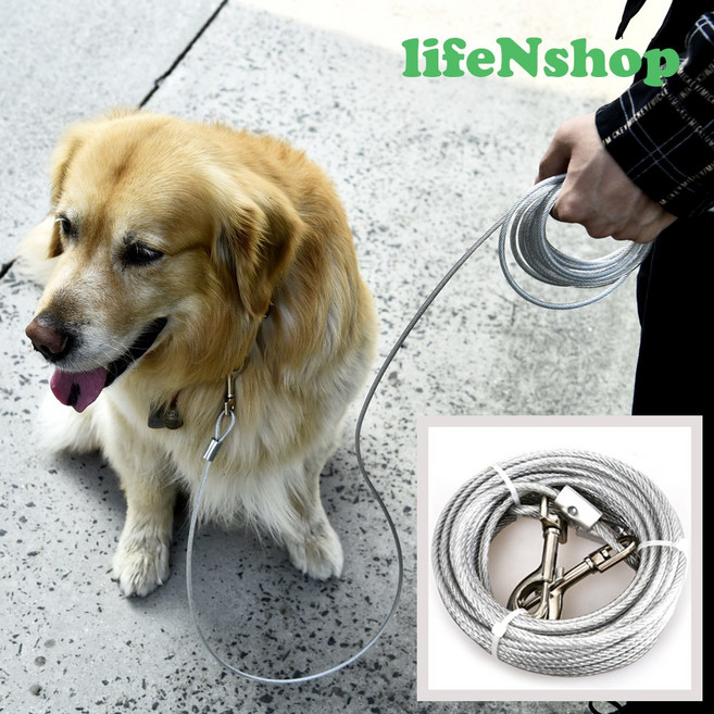 라이프엔 중형견 대형견 강철 와이어 리드줄 강아지목줄, 1개