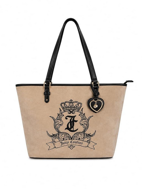 Juicy Couture 쥬시꾸뛰르 Need More 토트백 가방 Regal 블루 벨벳 Shoulder Handbag with Crown Crest Logo Large Ever